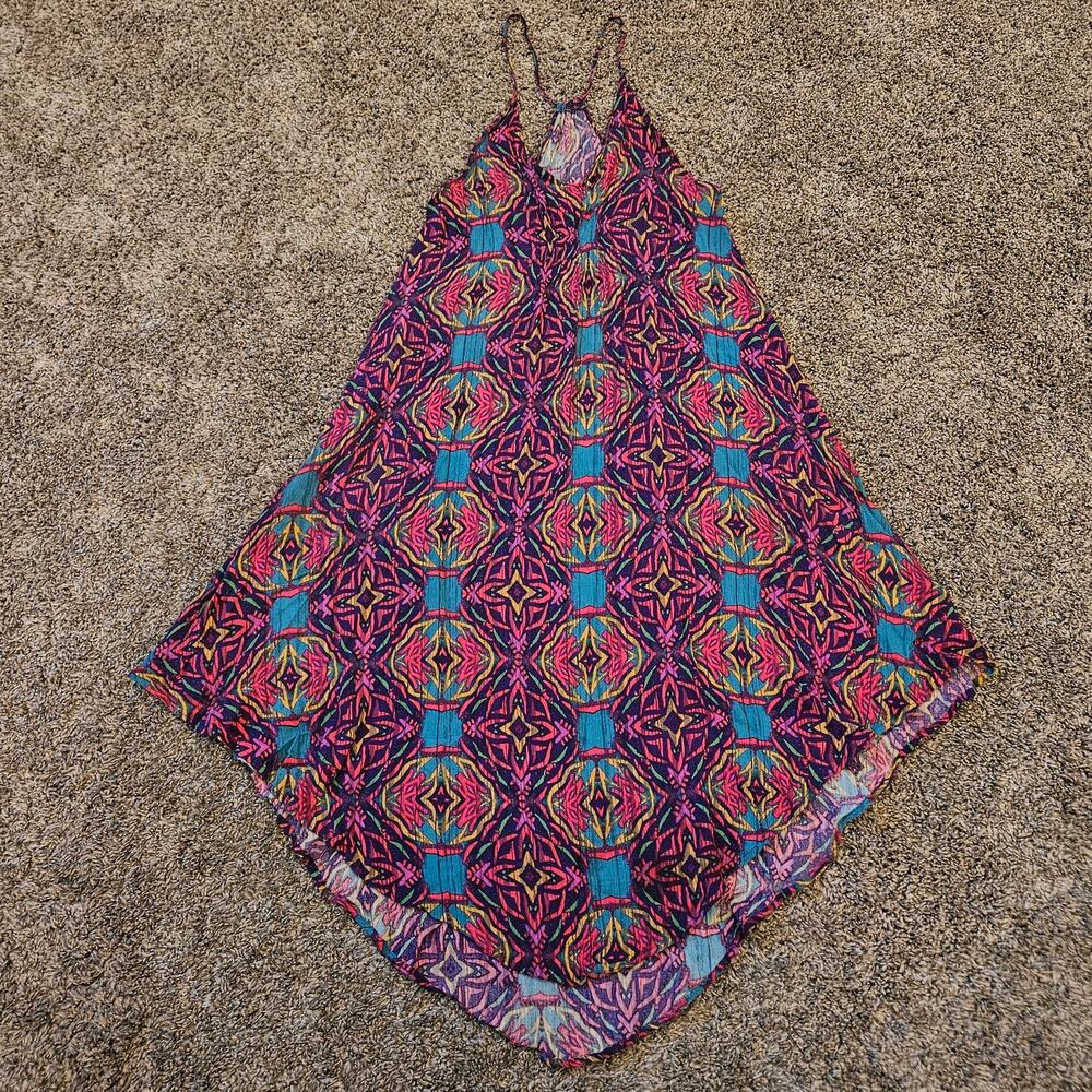 ASTR Dress Womens Size XS Mini Bold Geometric Trapeze‎ Handkerchief Hem Boho